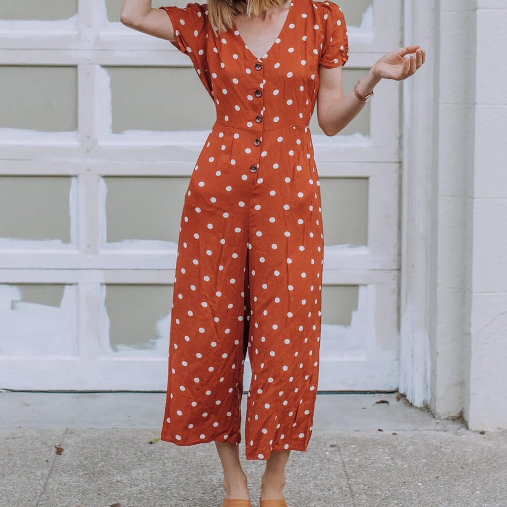 Orange Polka Dot Jumpsuit
